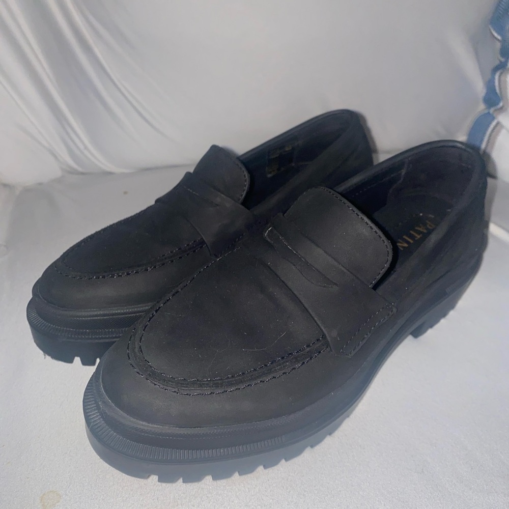 Chunky Black Suede Women's Loafers